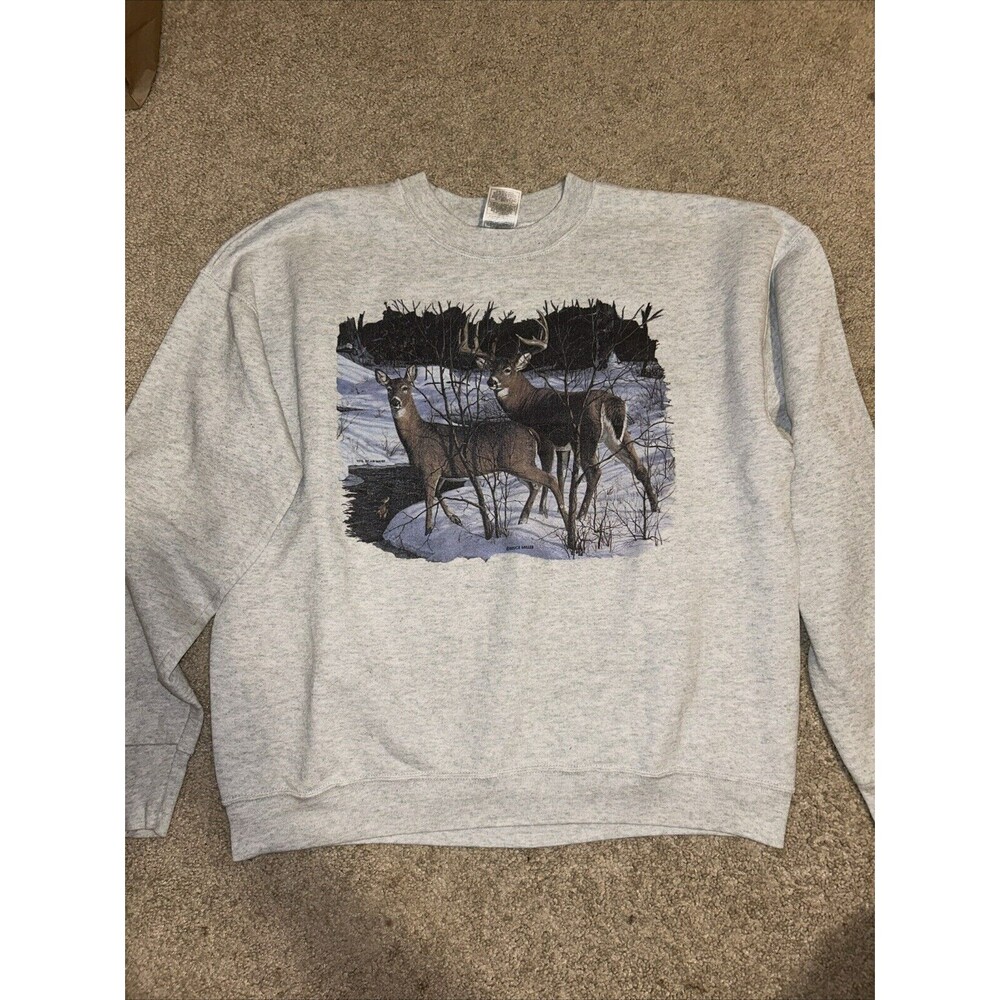 Fruit Of The Loom Adults Sweatshirt Large Grey Deer